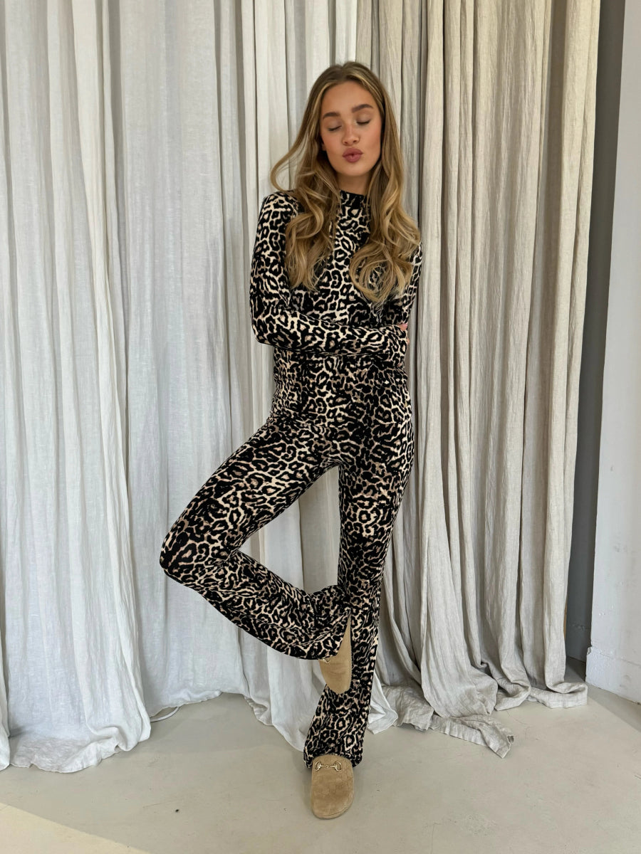 Ambika Magdalen kit/zwarte leopard print top – Broeken van Ambika, kleur M, maat | JoAnnco