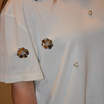 Ambika Witte T-shirt met Sequin Bloemen – T-Shirts van Ambika, kleur One Size, maat | JoAnnco