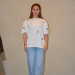 Ambika Witte T-shirt met Sequin Bloemen – T-Shirts van Ambika, kleur One Size, maat | JoAnnco