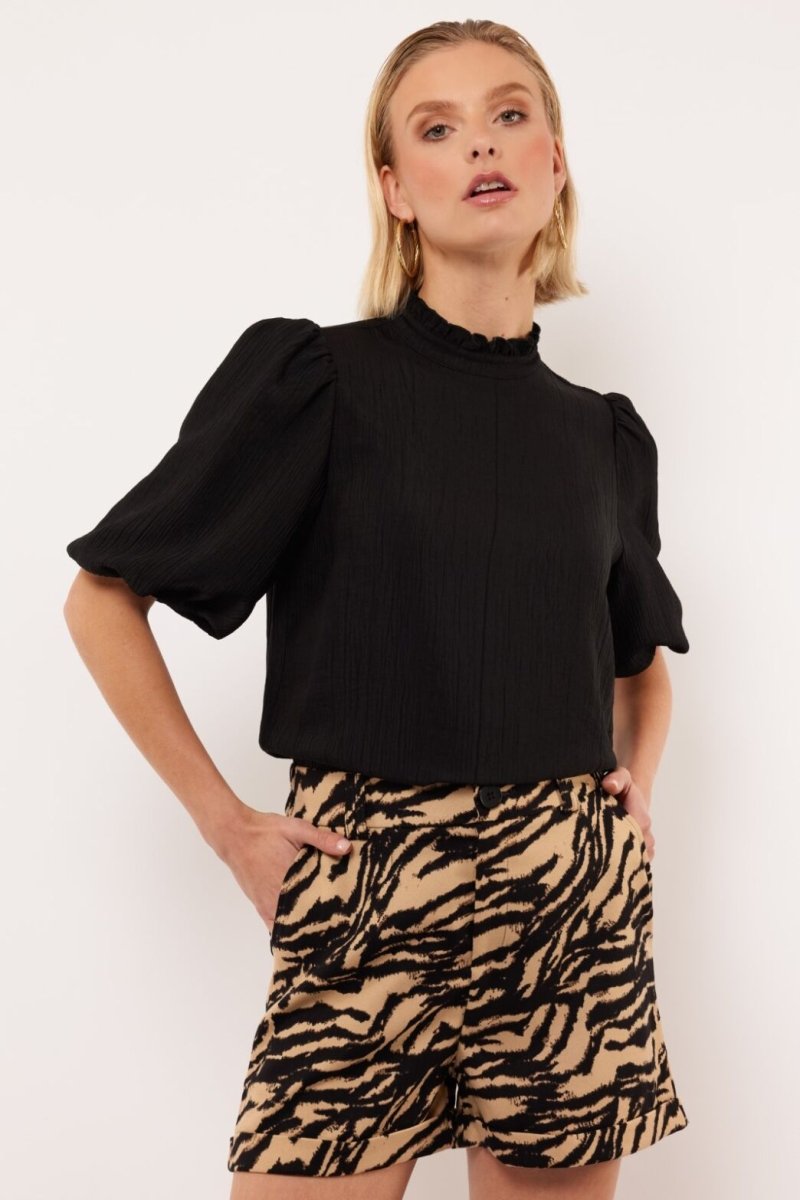 Fluresk Geneva Top Zwart – Tops van Fluresk, kleur XS, maat | JoAnnco